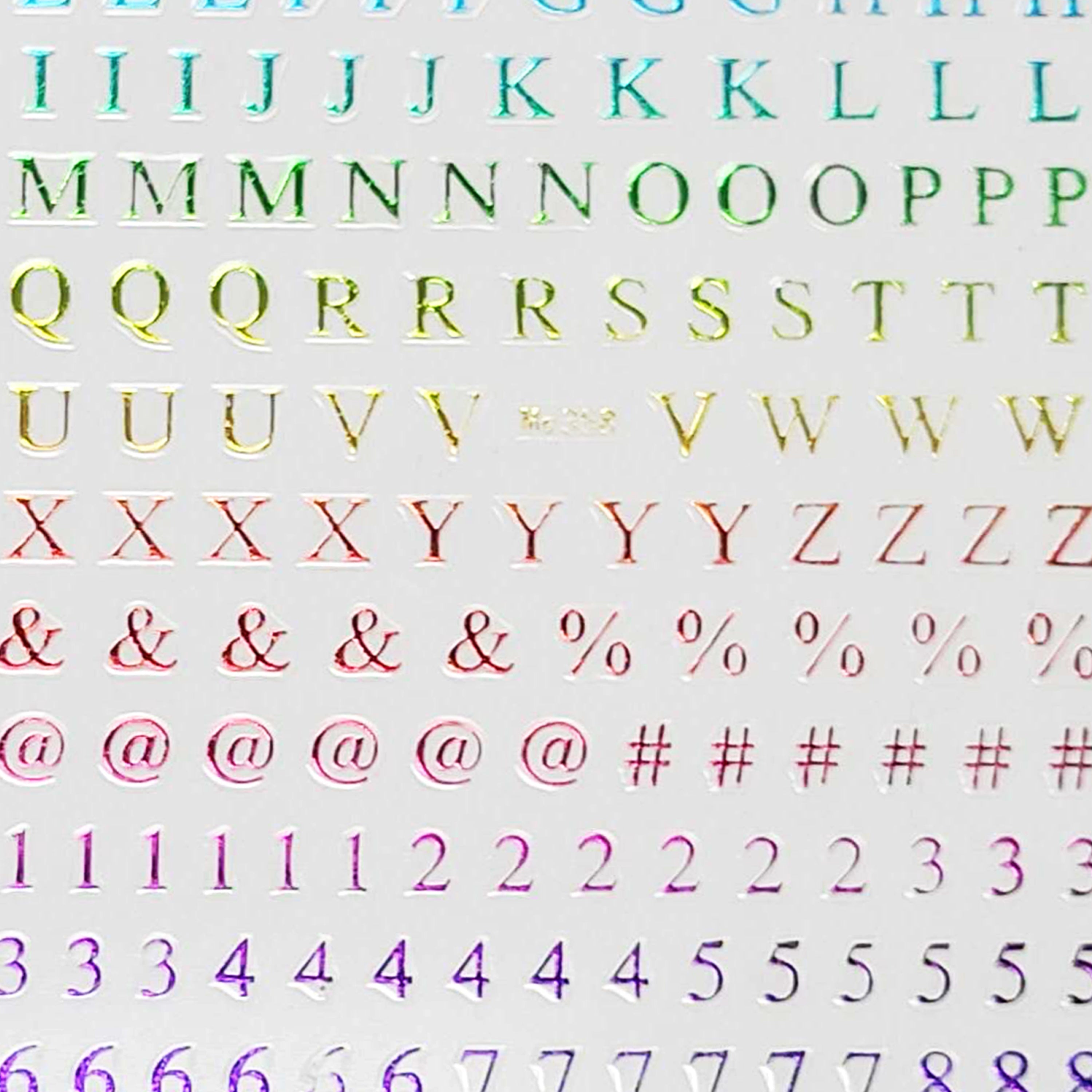 Roman Letters and Numbers Nail Art Stickers - Bio Seaweed Gel USA