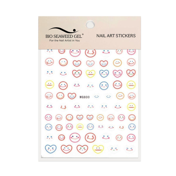 Kawaii Smiley Face Nail Art Stickers - Bio Seaweed Gel USA