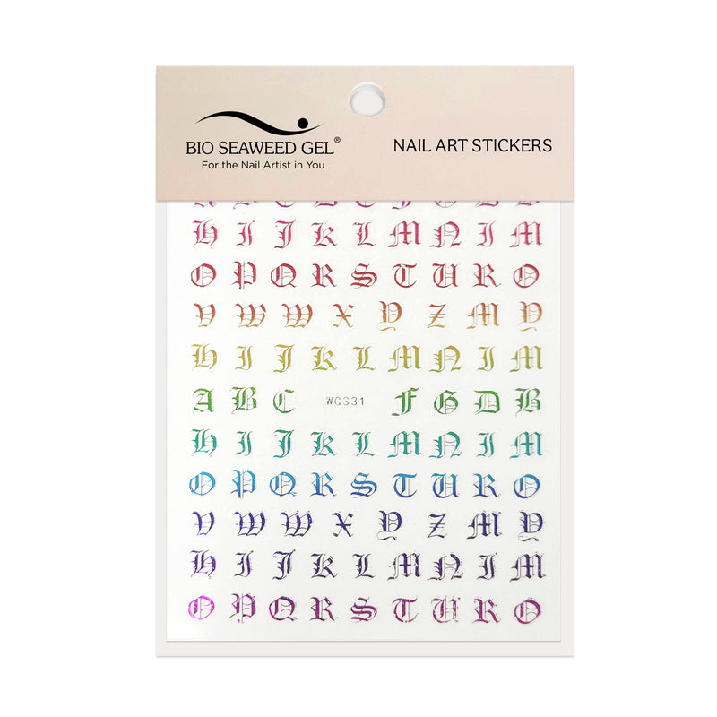 Old English Letters Nail Art Stickers - Bio Seaweed Gel USA