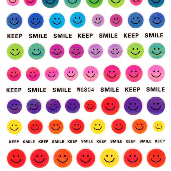 Rainbow Smiley Face Nail Art Stickers - Bio Seaweed Gel USA