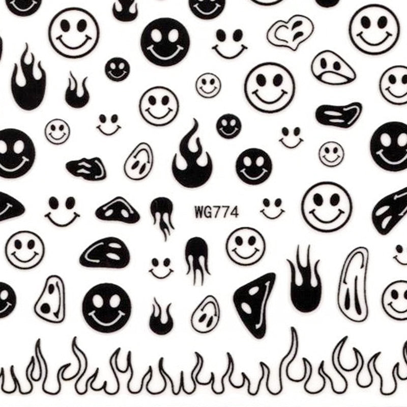 Retro Smiley Face Nail Art Stickers - Bio Seaweed Gel USA