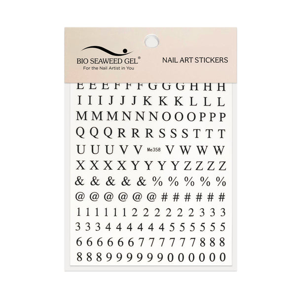 Roman Letters and Numbers Nail Art Stickers - Bio Seaweed Gel USA