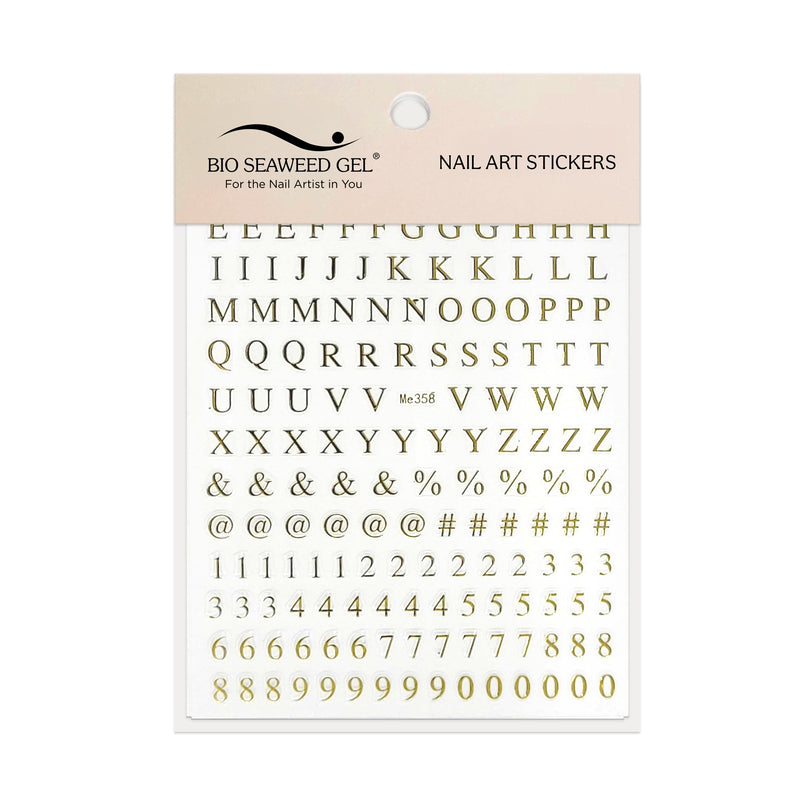 Roman Letters and Numbers Nail Art Stickers - Bio Seaweed Gel USA