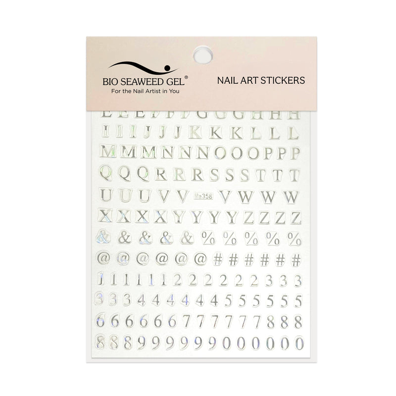 Roman Letters and Numbers Nail Art Stickers - Bio Seaweed Gel USA